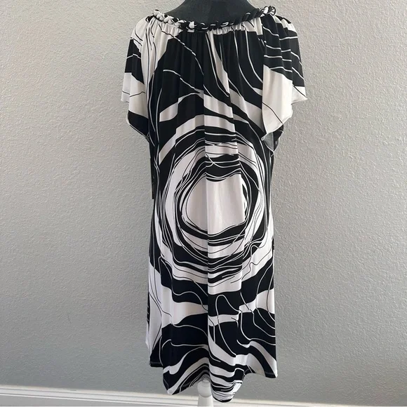 Sandra Darren Black White Abstract Print Short Sleeve Dress XL NWT - Picture 6 of 12